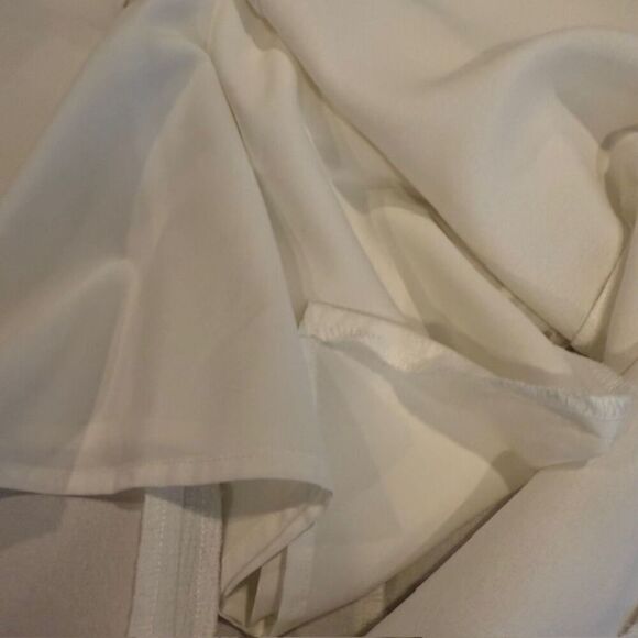 Club Monaco White Mini Dress Button Cuff Zip Back Textured Fit and Flare Size 00 - Picture 6 of 12